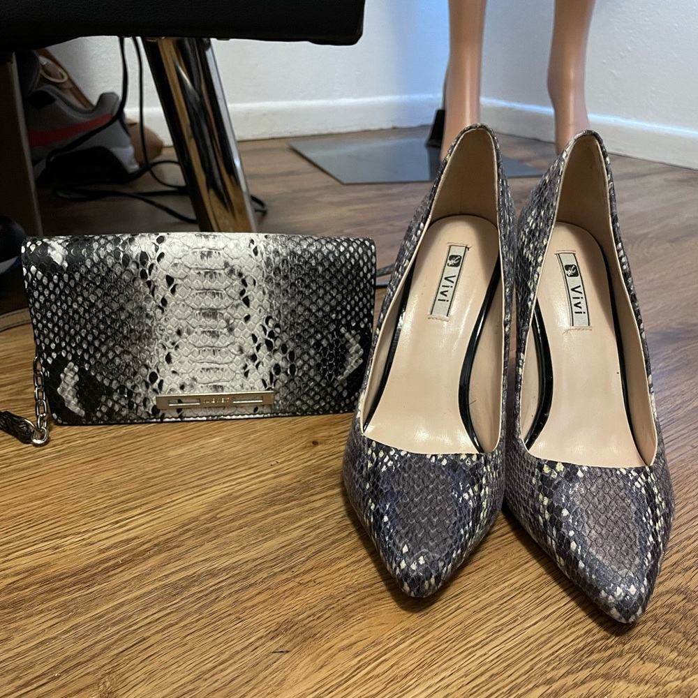 Snakeskin Print Heels